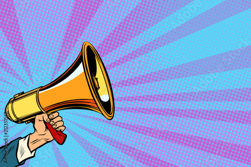 businessman hand holding a megaphone