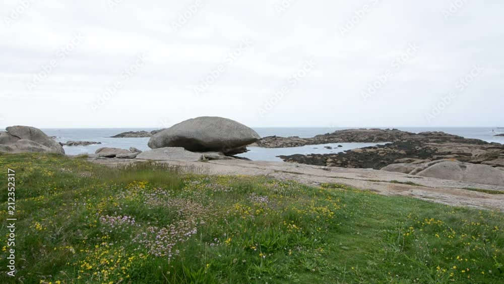 Paysage de la côte de granit rose à Trégastel en Bretagne