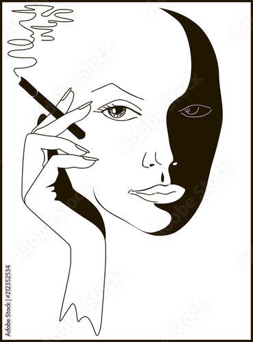 woman with cigarette, vector