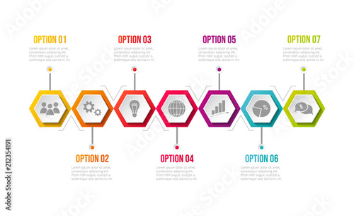 Layout of infographic with business icons. Vector.