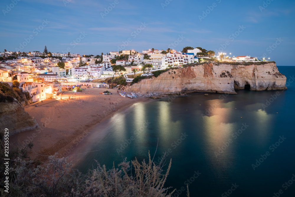 Panoramic view of little town in Portugal at the sunset in a beautiful, summer day. 