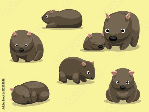 Wombat Poses Cartoon Vector Illustration photo
