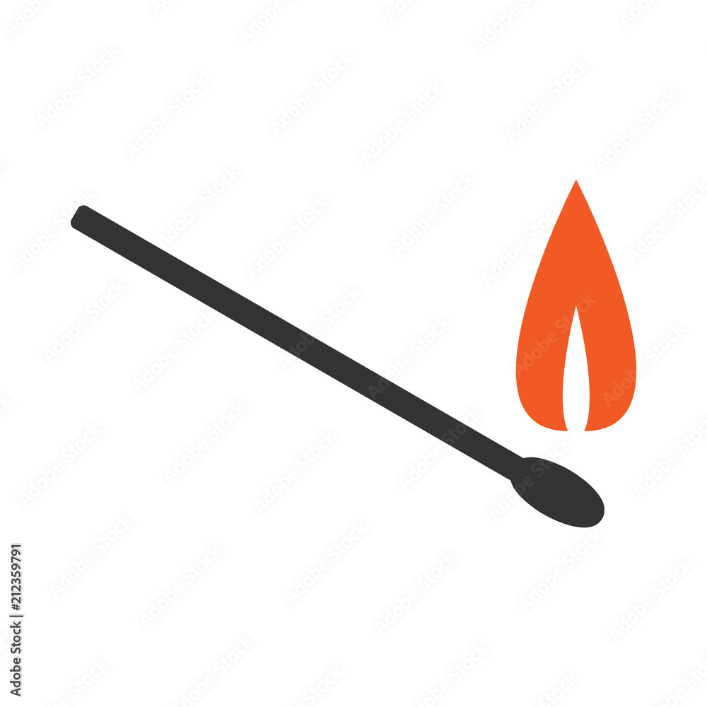Burning match and flame. Vector. Burning match and flame. Vector.