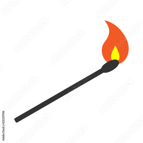 Burning match. Vector.