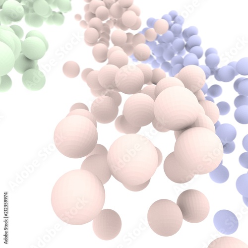 Abstract blue spheres on white background. Fantasy texture. Digital art. 3D rendering - 3d illustration
