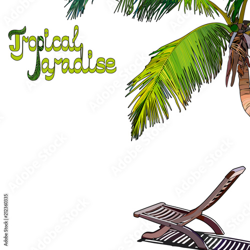 Palm tree background with chaise-longue