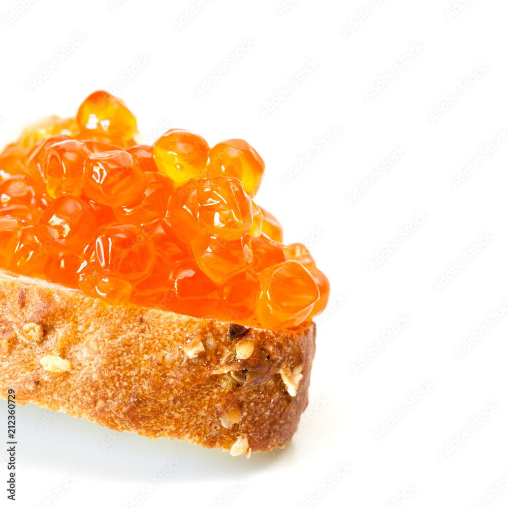Red caviar on the grain bread. Red caviar on the grain bread.