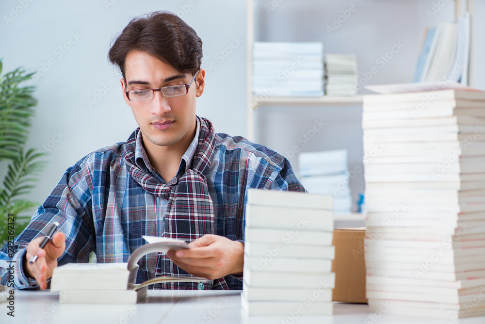 Writer presenting his books to public