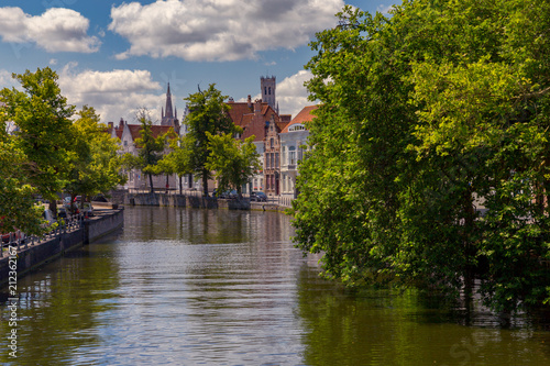Bruges. Green canal. © pillerss