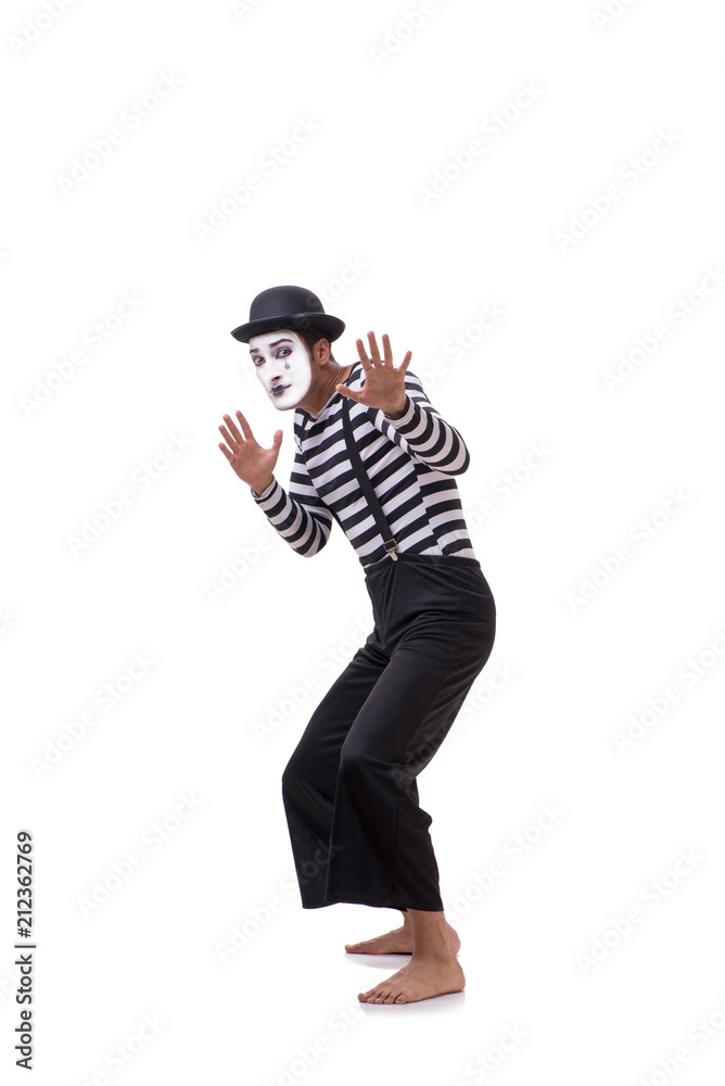 Young mime isolated on white background Young mime isolated on white background