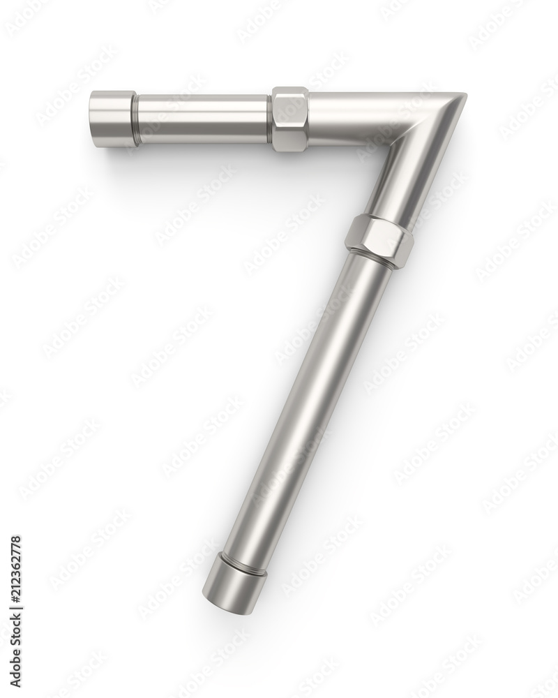 Alphabet made of Metal pipe, number 7. 3D illustration Alphabet made of Metal pipe, number 7. 3D illustration