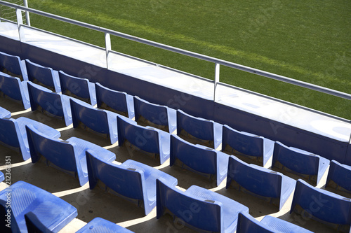 Blue soccer stadium seats