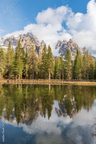 Fototapeta Naklejka Na Ścianę i Meble -   Mountains Lakes and Nature in the Dolomites, Italy