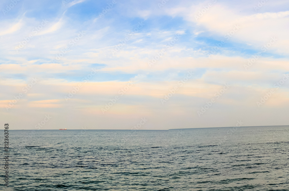 Seascape during the sunset in the Odesa of Ukraine