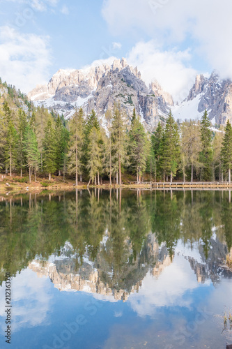 Fototapeta Naklejka Na Ścianę i Meble -   Mountains Lakes and Nature in the Dolomites, Italy
