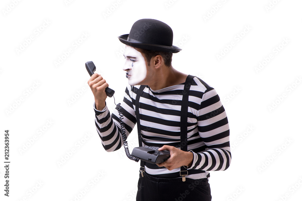 Mime with telephone isolated on white background Mime with telephone isolated on white background
