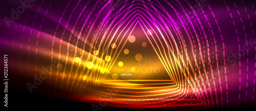 Neon glowing wave, magic energy and light motion background. Wallpaper template, hi-tech future concept