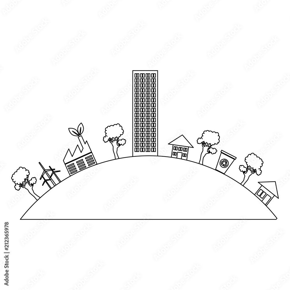 Obraz premium green city buildings icon vector illustration design