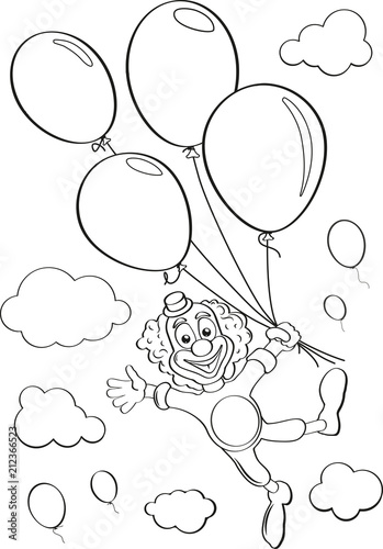 Malvorlage Clown mit Luftballon