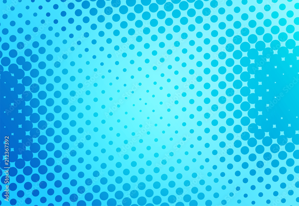 Blue pop art retro background with dots comic style, vector