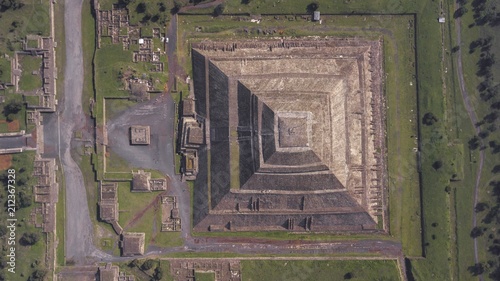 Beautiful aerial view of the Mexican Pyramids of Teotihuacan photo