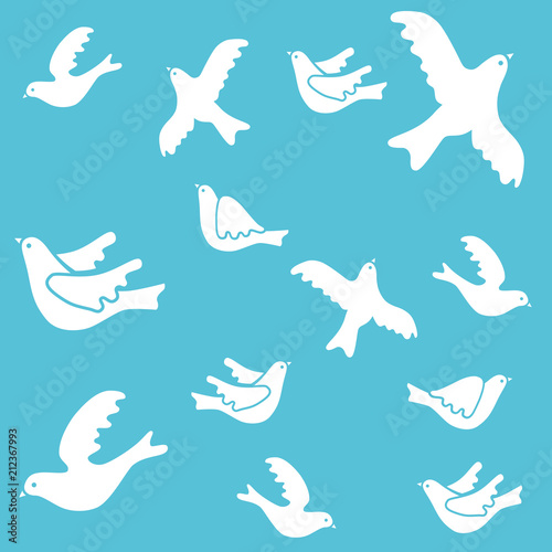 seamless background with white doves