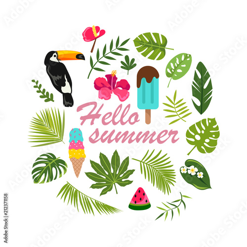Hello summer. tropical welcome design. vector illustration