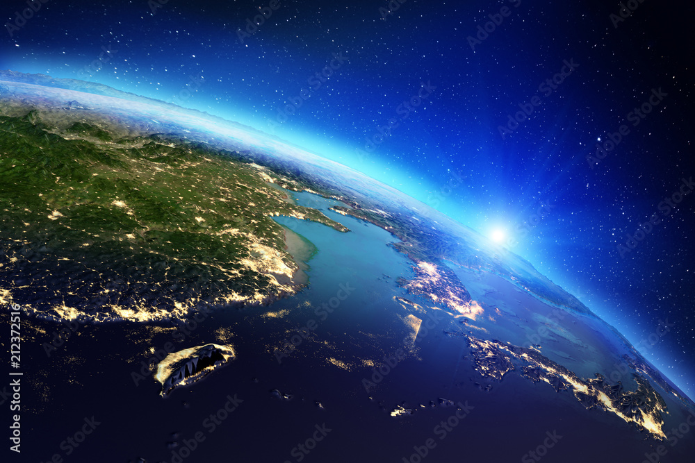 Fototapeta premium Geografia planety Ziemi. Renderowanie 3d
