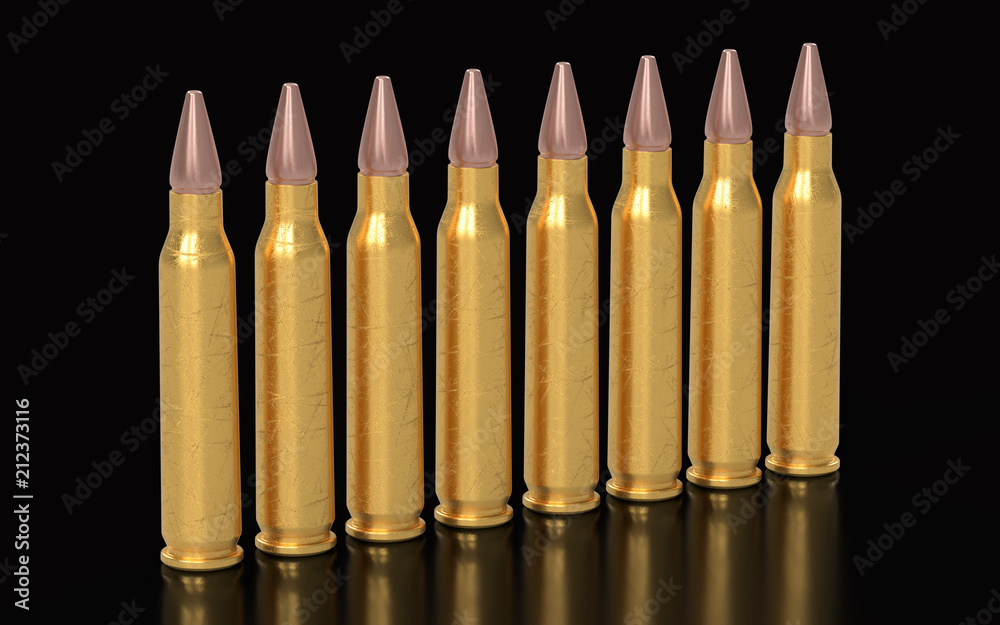 Bullets on the dark background Bullets on the dark background