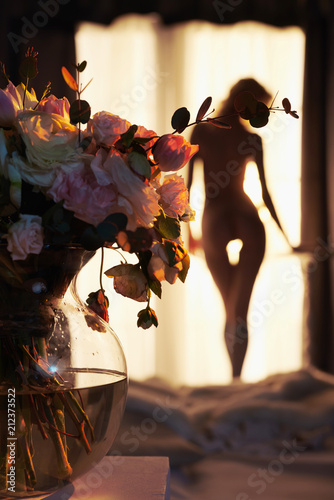 Sensual blonde at the window