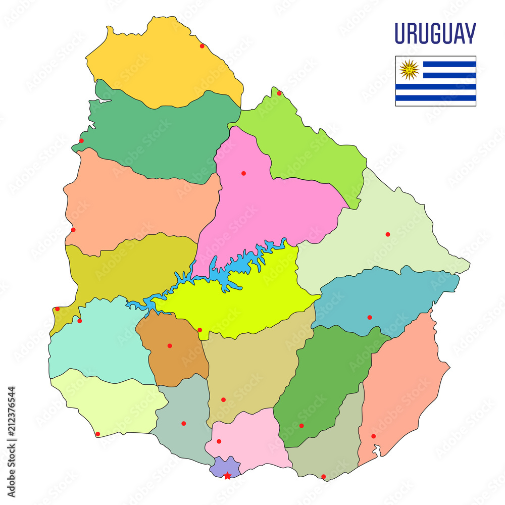 Detailed map of Uruguay with regions