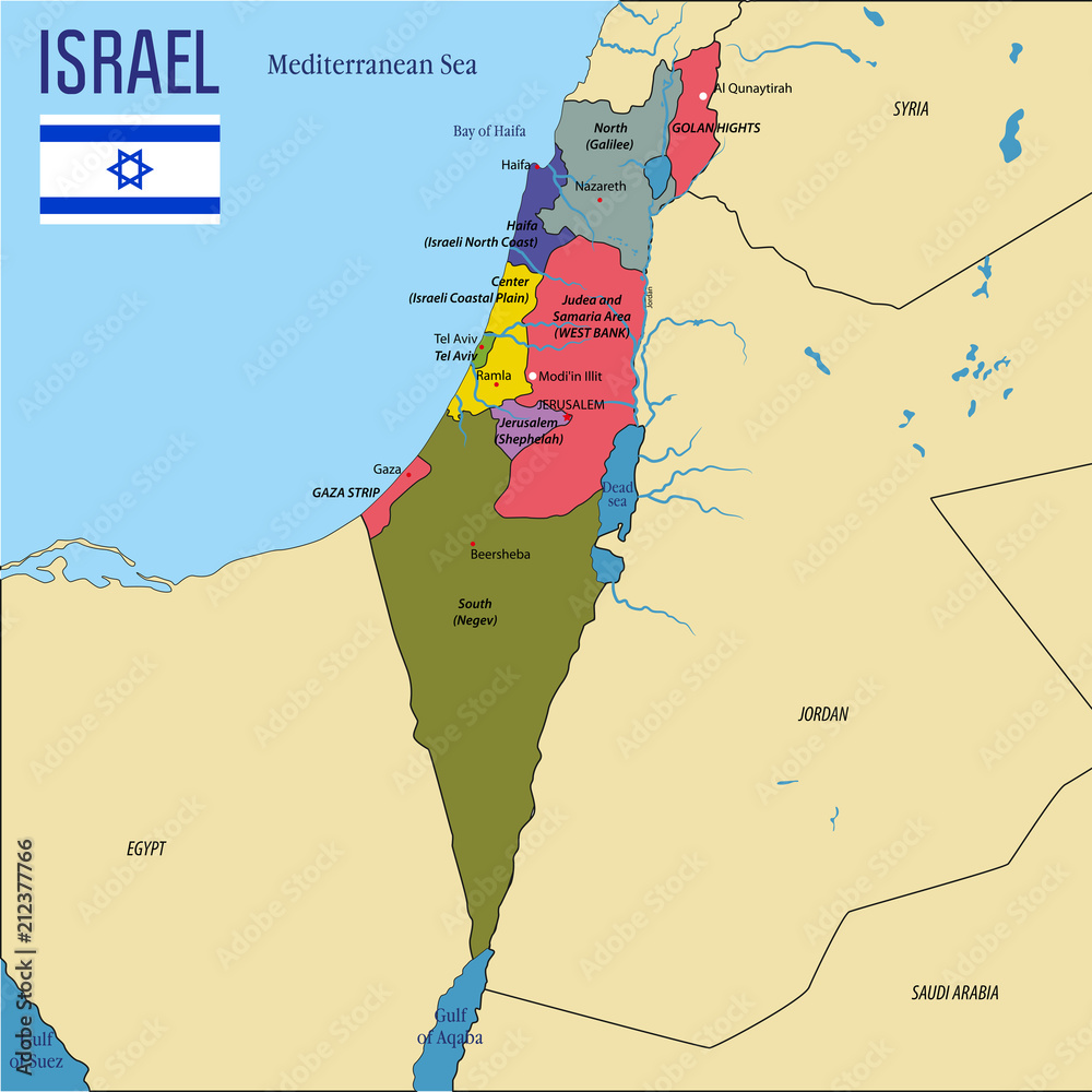 Israel map Stock Vector | Adobe Stock