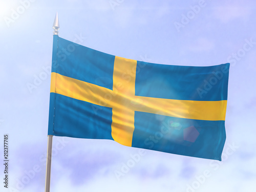 Flag of Sweden with sun flare