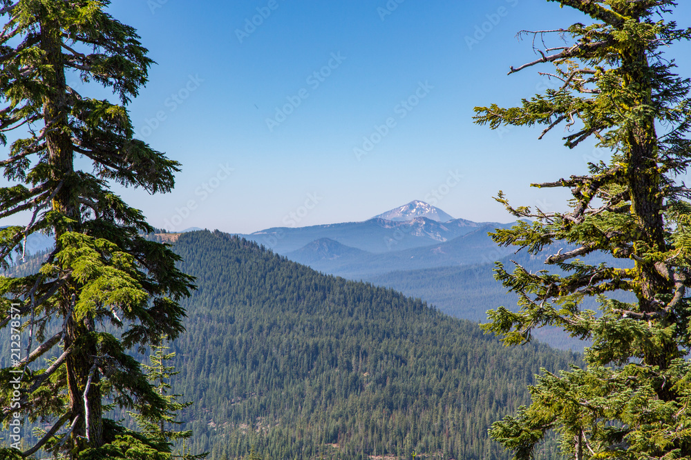 Union Peak in the Distance on the Cascade Range of Central Oregon as Seen from Crater Lake