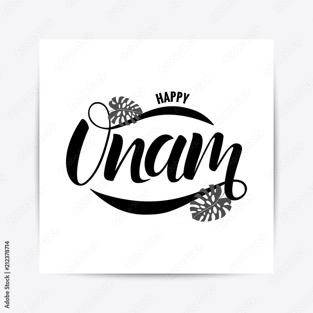 Obraz premium Happy Onam festival typography lettering