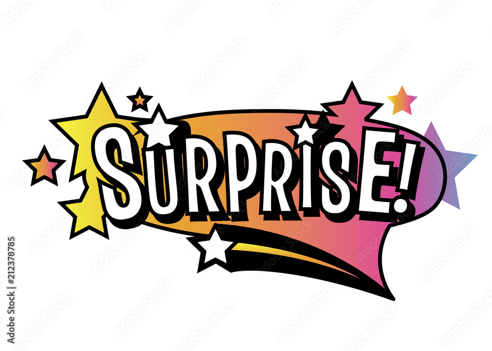 Bright vector Surprise speech bubble. Colorful emotional icon isolated on white background. Comic and cartoon style.