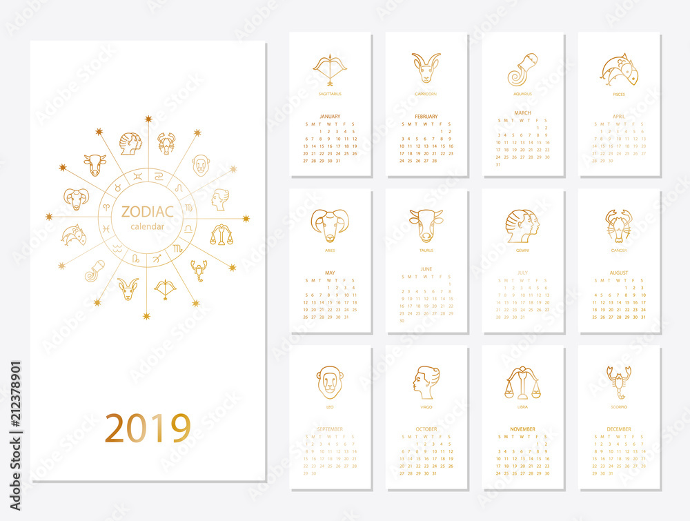 2019 new year calendar