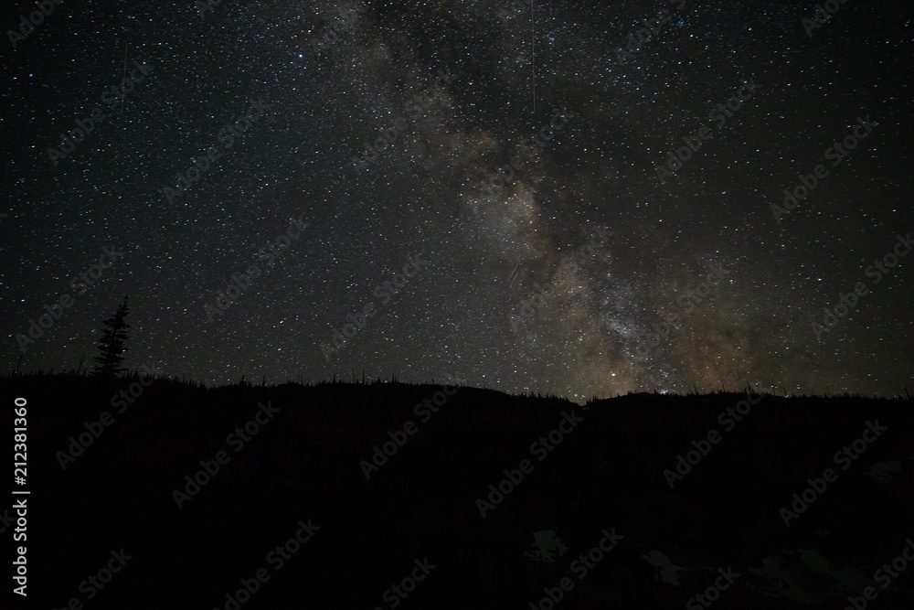 Milky way over mountain at night