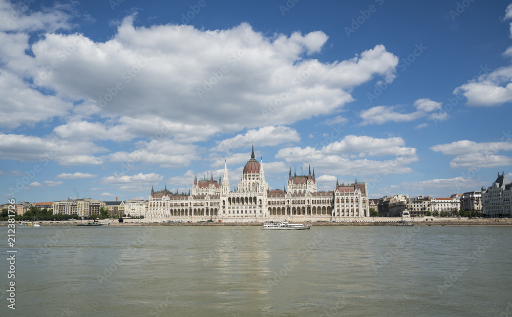 the parliament building in front of the Danube river in Budapest, Hungary