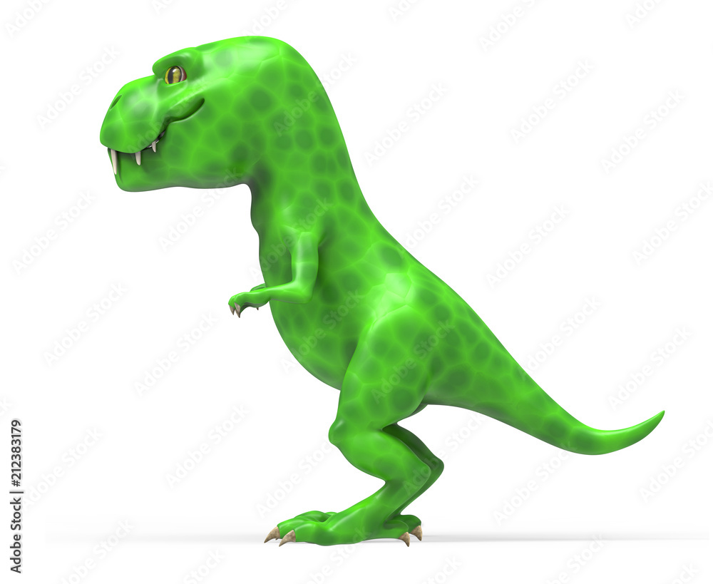 A large green dinosaur TIREX. 3D illustration on white background A large green dinosaur TIREX. 3D illustration on white background