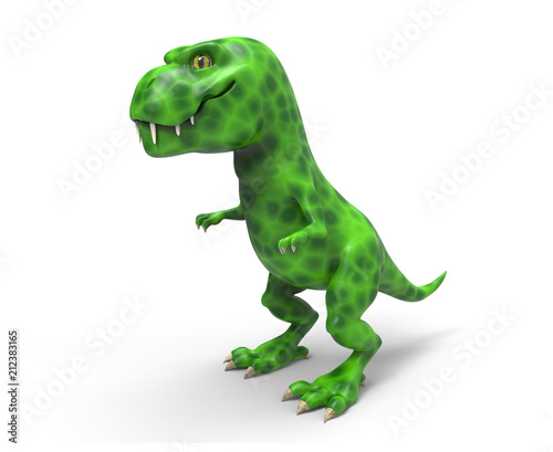 A large green dinosaur TIREX. 3D illustration on white background