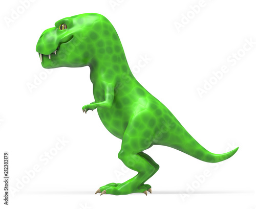 A large green dinosaur TIREX. 3D illustration on white background