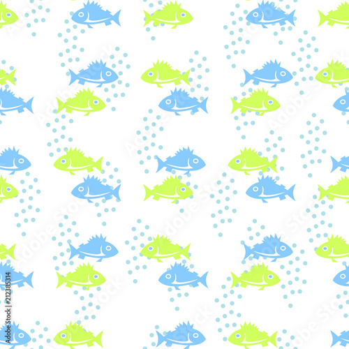 Hand drawn vector seamless pattern with sea animals. Contour, line art style drawing. Could be used as background, wrapping paper, wallpaper and textile ornament.