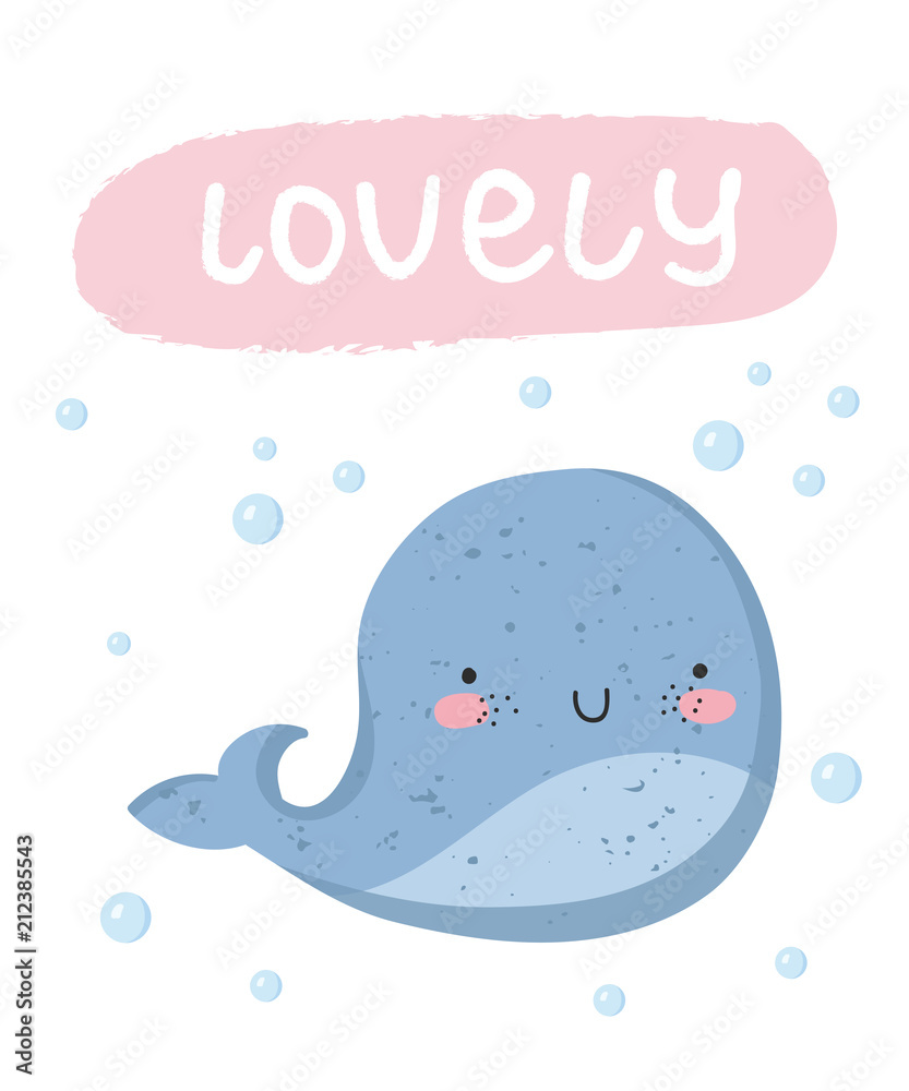 Vector set of cute poster with funny sea animal and text Vector set of cute poster with funny sea animal and text