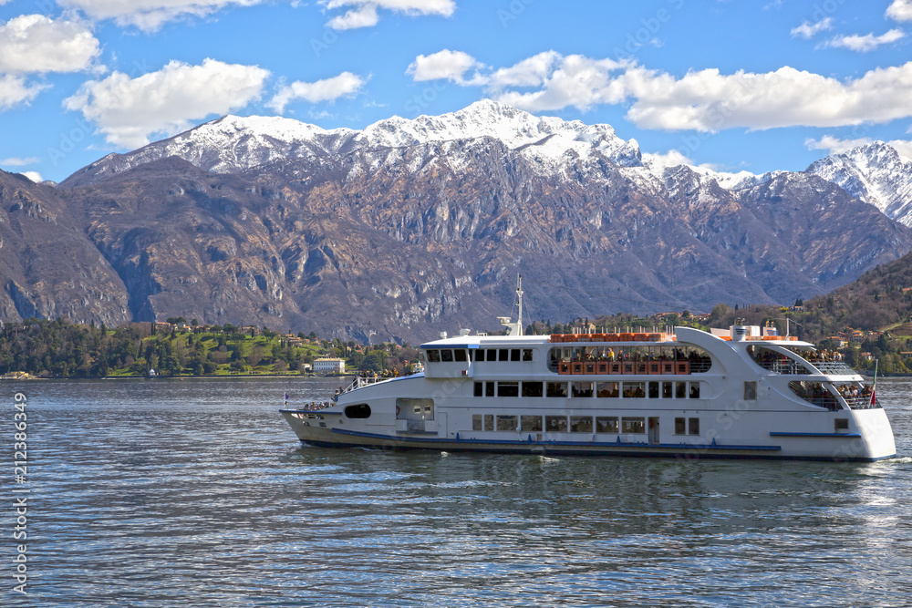 Small cruise ship on Lake Como