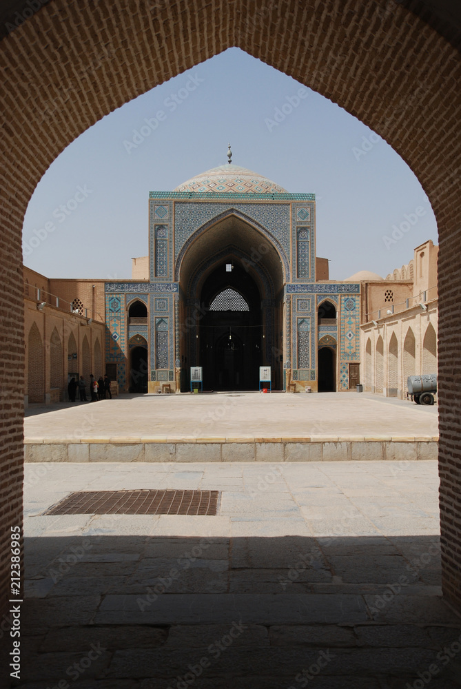 View of the courtyard of Shah Mosque in Isfahan, Iran