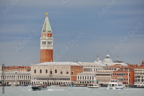 St Mark's Campanile bell tower near St Mark's Basilica in Venice, Italy.