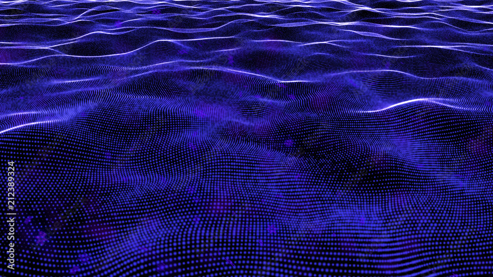 Glowing abstract wave on dark, blue colors Glowing abstract wave on dark, blue colors