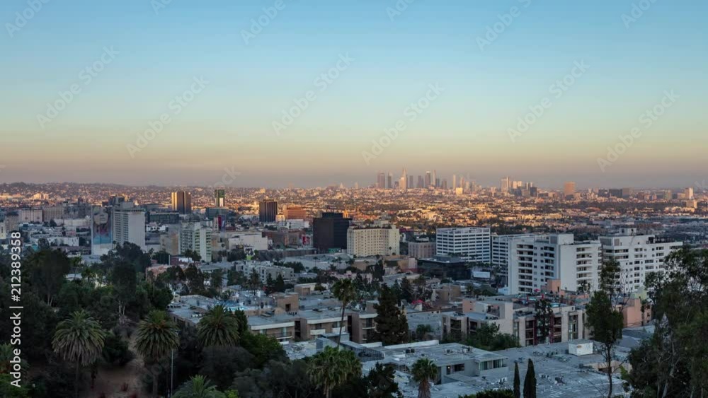 Full Moon Rising Over Downtown Los Angeles Day to Night Sunset Timelapse Full Moon Rising Over Downtown Los Angeles Day to Night Sunset Timelapse