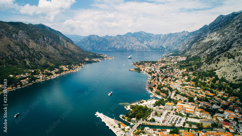 View of kotor old town from Lovcen mountain in Kotor, Montenegro. Kotor is part of the unesco world.